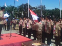 Bupati Suyatno Pimpin Apel Peringatan HUT Pramuka Ke-57 di Bumi Perkemahan Datuk Comel