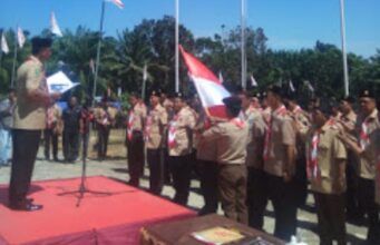 Bupati Suyatno Pimpin Apel Peringatan HUT Pramuka Ke-57 di Bumi Perkemahan Datuk Comel