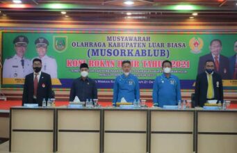 Buka Musorkablub KONI, Bupati Afrizal Sintong: Siapapun Terpilih Dapat Memajukan Olahraga di Kabupaten Rohil