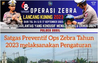 Satlantas Polres Rohil Gelar Strong Point Pagi dan Gatur Lalin Dalam Ops Zebra LK 2023