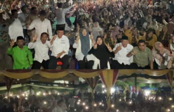 Membludak.. Masyarakat Kecamatan Pujud Padati Kampanye H.Bistamam-Jhony Charles Serta Lantunan Sholawat