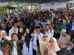 Di Tengah Derasnya Banjir, Kampanye Paslon H Bistamam-Jhony Charles di Bagan Punak Membludak